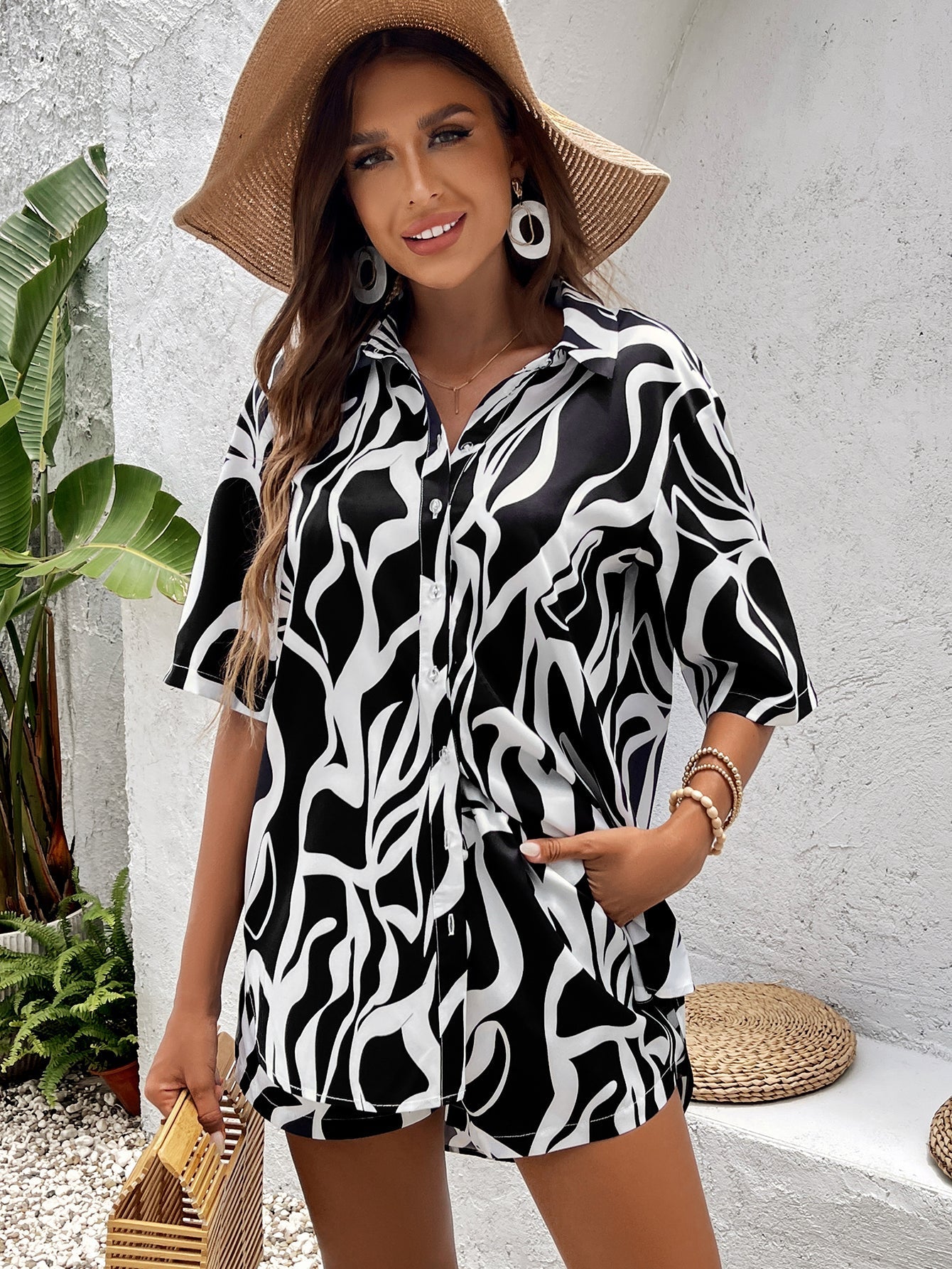 Floral print shirt and shorts set - View 9 | WEUXS