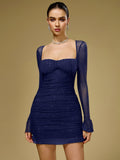 Sparkle mesh mini dress with ruched detailing - View 7 | WEUXS