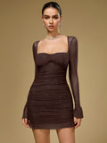 Sparkle mesh mini dress with ruched detailing - View 19 | WEUXS