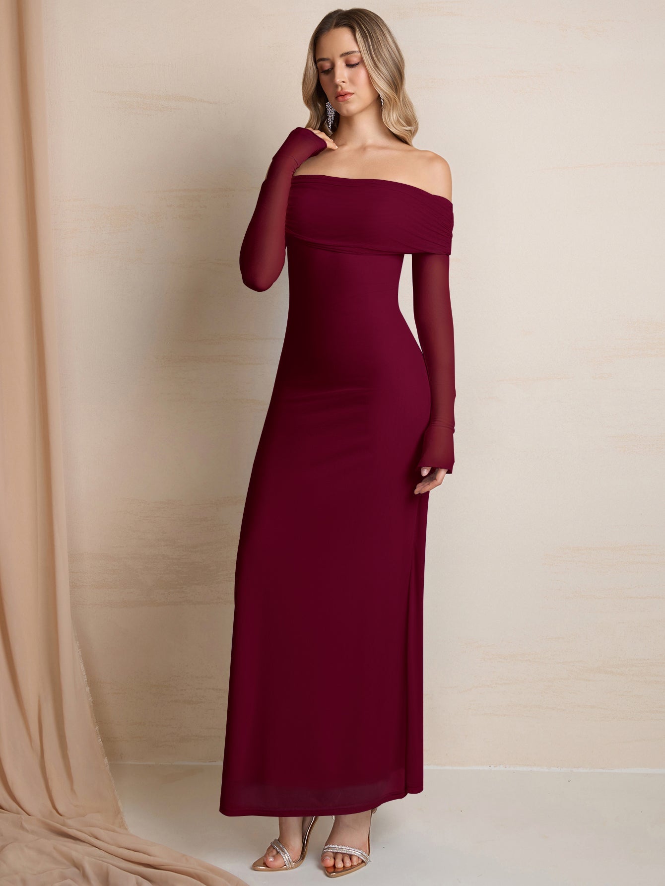 Off Shoulder Maxi Dress - View 30 | WEUXS