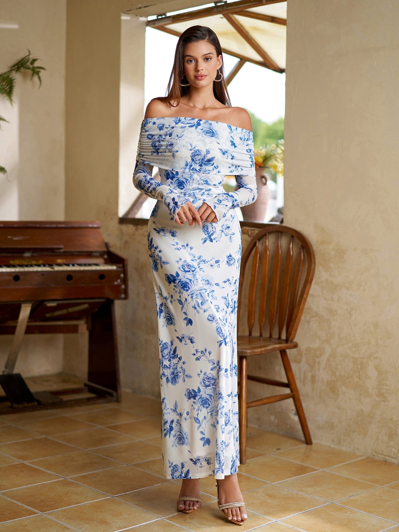Off Shoulder Maxi Dress - View 43 | WEUXS