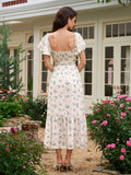 Floral print midi dress with flutter sleeves - View 14 | WEUXS