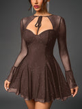 Flared Glitter Mesh Party Dress - View 12 | WEUXS