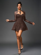 Flared Glitter Mesh Party Dress - View 11 | WEUXS