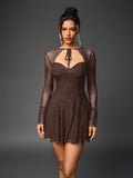 Flared Glitter Mesh Party Dress - View 7 | WEUXS