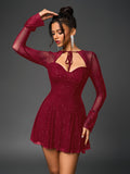 Flared Glitter Mesh Party Dress - View 15 | WEUXS