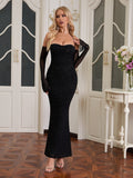 Glitter mesh halter maxi dress - View 6 | WEUXS