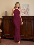 Sparkling mesh halter maxi dress - View 6 | WEUXS