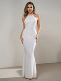 Sparkling mesh halter maxi dress - View 11 | WEUXS