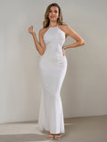 Sparkling mesh halter maxi dress - View 7 | WEUXS