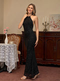 Sparkling mesh halter maxi dress - View 15 | WEUXS