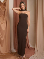 Halter neck long evening dress - View 30 | WEUXS