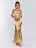 Halter neck satin maxi dress - View 7 | WEUXS