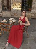 Halter Neck Maxi Dress with Ruched Waist - View 18 | WEUXS