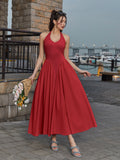 Halter Neck Maxi Dress with Ruched Waist - View 17 | WEUXS