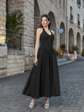 Halter Neck Maxi Dress with Ruched Waist - View 10 | WEUXS