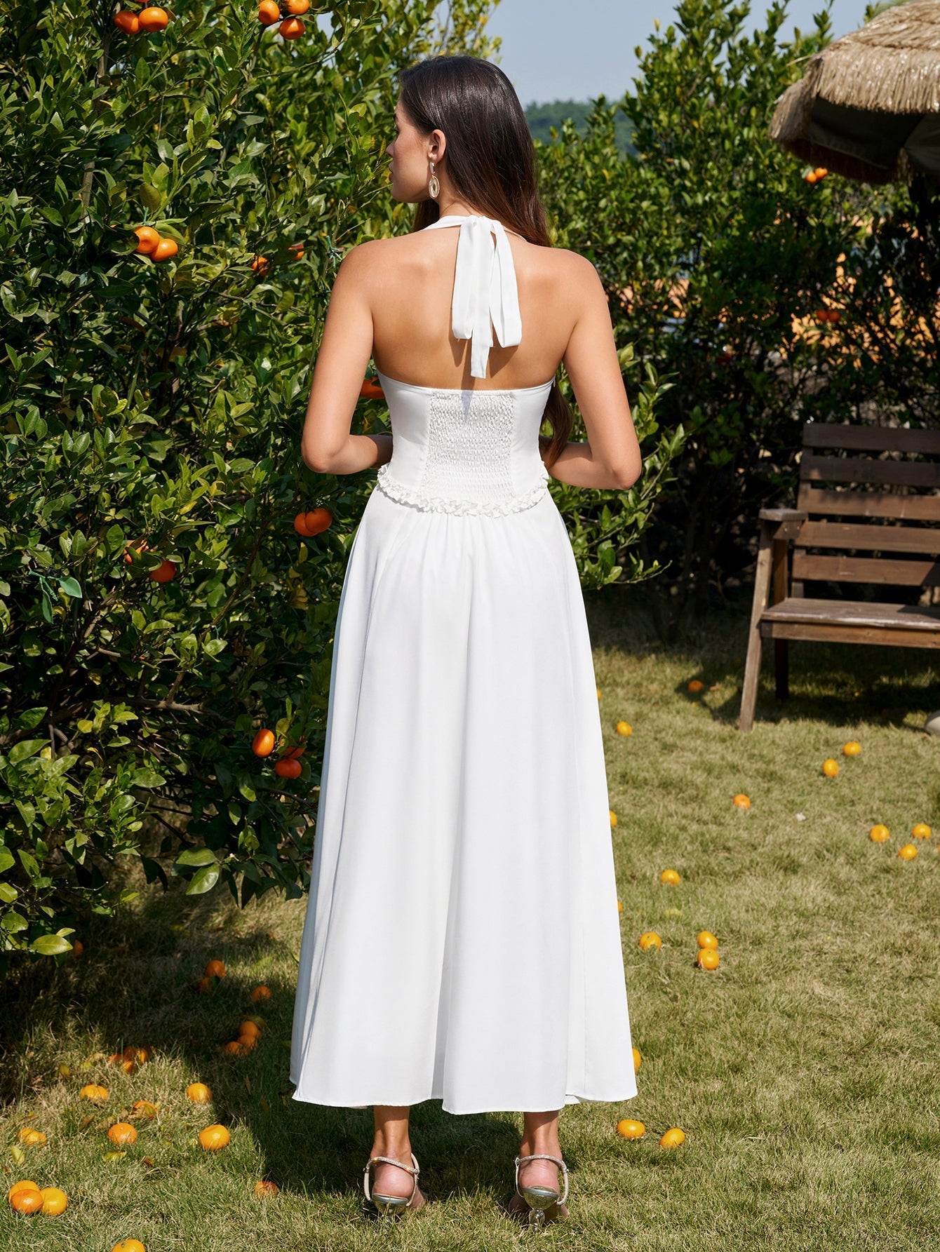 Halter Neck Floral Maxi Dress - View 14 | WEUXS