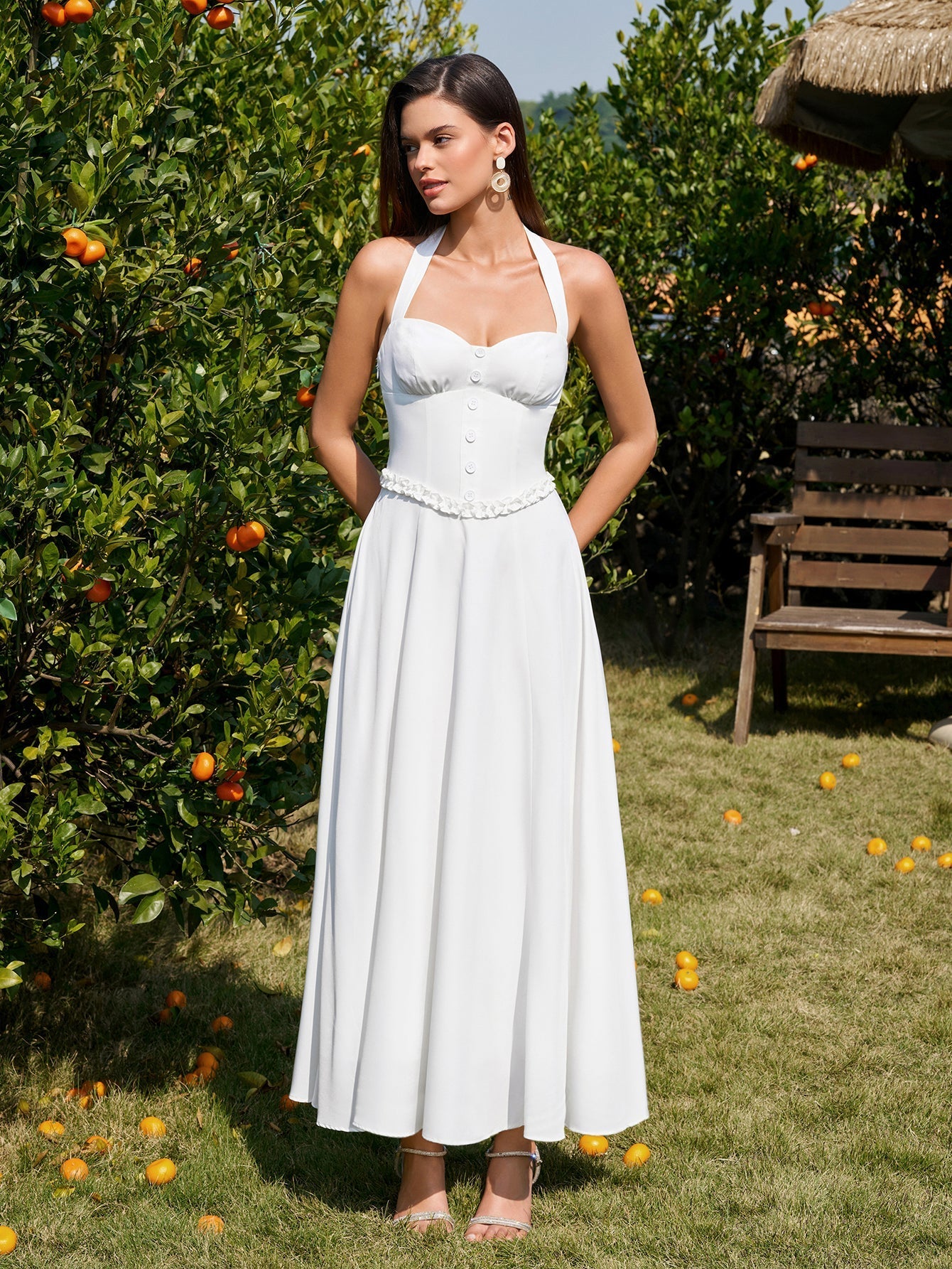 Halter Neck Floral Maxi Dress - View 15 | WEUXS