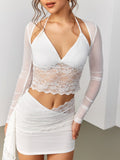 Halter Lace Top and Ruched Skirt Set - View 6 | WEUXS