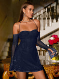 sparkle halter neck mini dress - View 9 | WEUXS