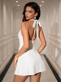 Halter neck fit and flare mini dress - View 14 | WEUXS