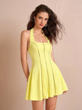 Halter neck fit and flare mini dress - View 6 | WEUXS
