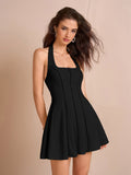 Halter neck fit and flare mini dress - View 12 | WEUXS