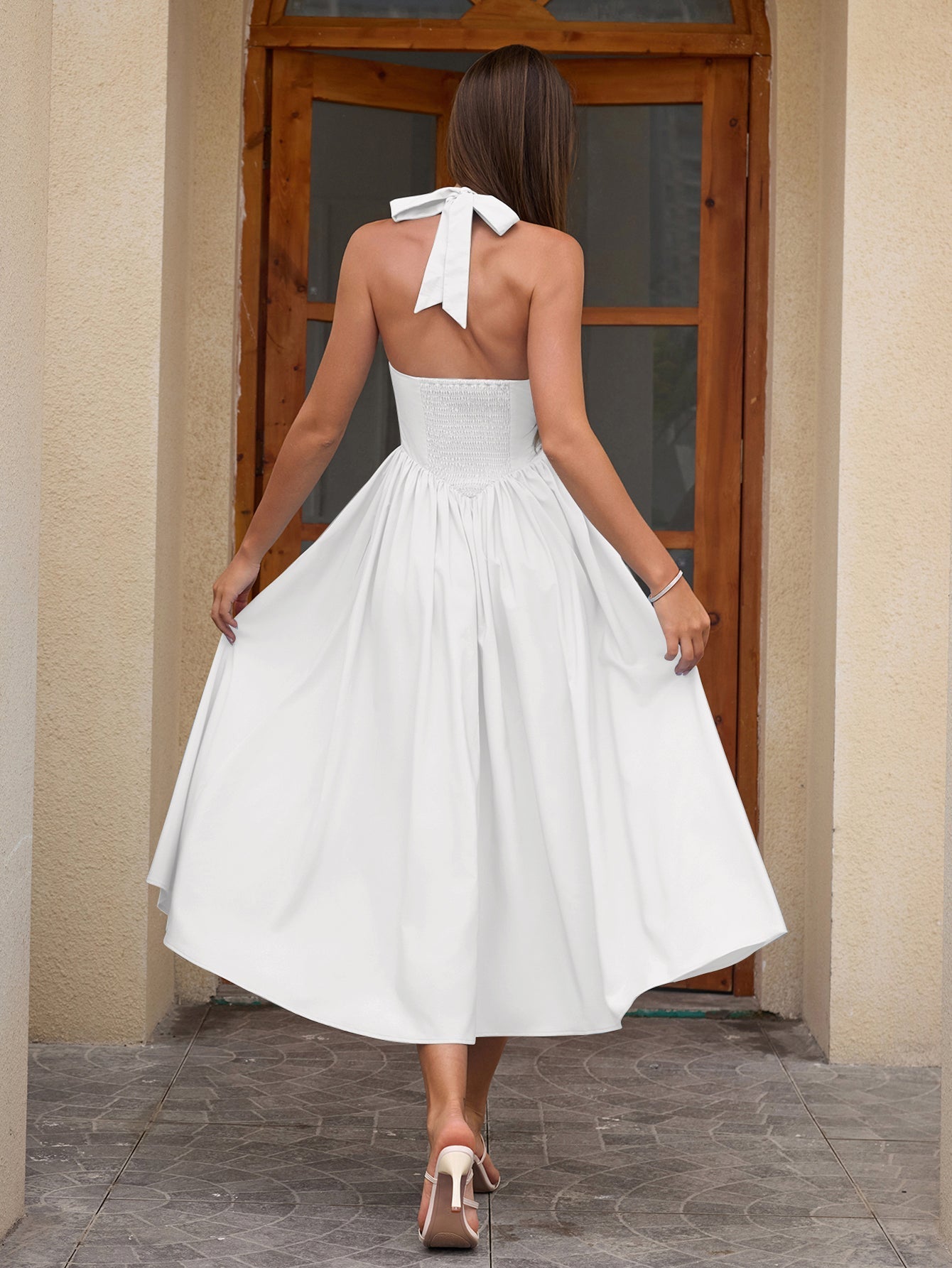 Halter neck maxi dress with pockets - View 8 | WEUXS