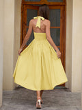 Halter neck maxi dress with pockets - View 20 | WEUXS