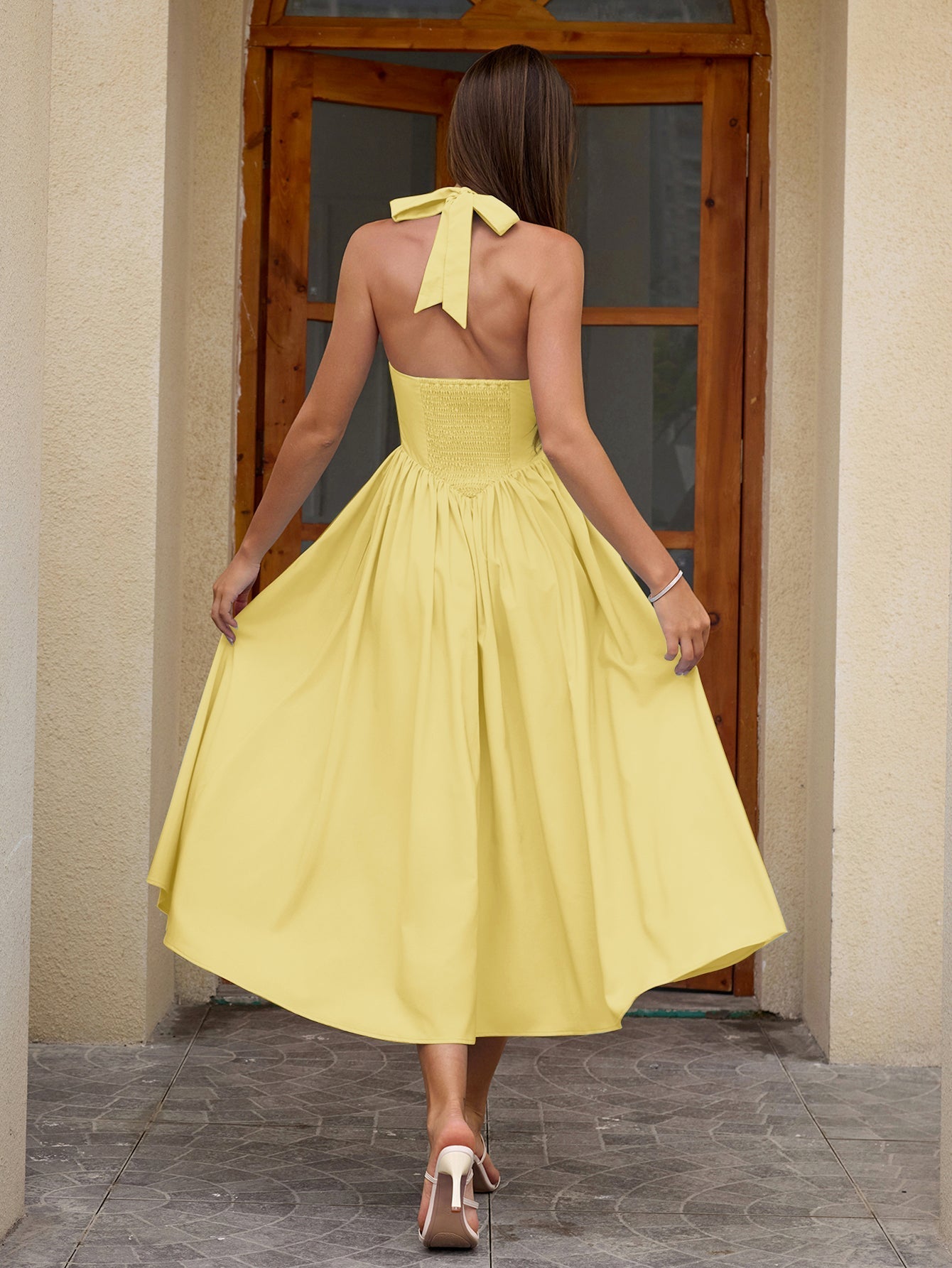 Halter neck maxi dress with pockets - View 20 | WEUXS