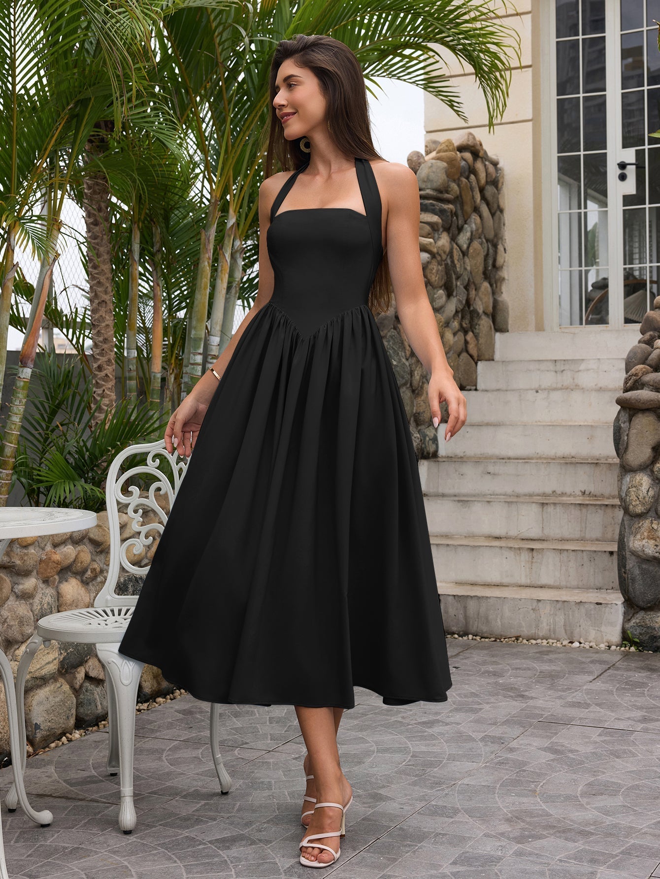 Halter neck maxi dress with pockets - View 18 | WEUXS