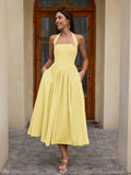 Halter neck maxi dress with pockets - View 19 | WEUXS