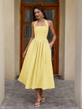Halter neck maxi dress with pockets - View 22 | WEUXS