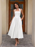 Halter neck maxi dress with pockets - View 10 | WEUXS