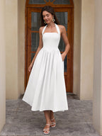 Halter neck maxi dress with pockets - View 10 | WEUXS