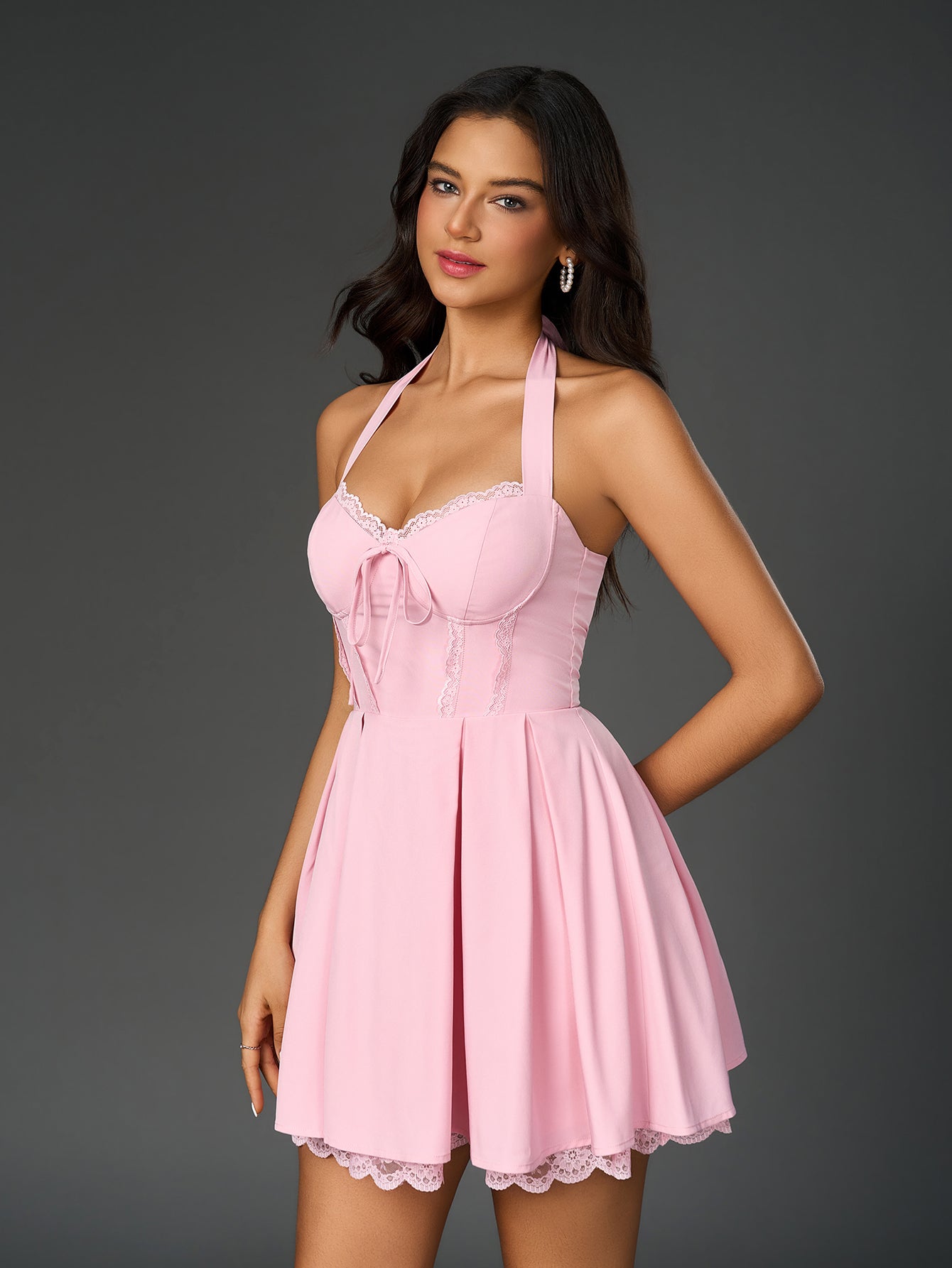 Halter neck tie front dress - View 16 | WEUXS