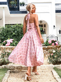 Floral halter midi dress with tie detail - View 26 | WEUXS