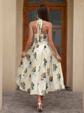 Floral halter midi dress with tie detail - View 8 | WEUXS
