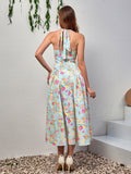 Floral halter midi dress with tie detail - View 32 | WEUXS