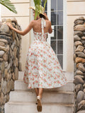 Floral halter midi dress with tie detail - View 20 | WEUXS