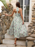 Floral halter midi dress with tie detail - View 14 | WEUXS