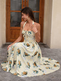 Floral halter midi dress with tie detail - View 12 | WEUXS