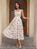 Floral halter midi dress with tie detail - View 23 | WEUXS