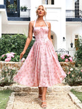 Floral halter midi dress with tie detail - View 25 | WEUXS