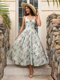 Floral halter midi dress with tie detail - View 13 | WEUXS