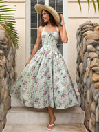 Floral halter midi dress with tie detail - View 13 | WEUXS