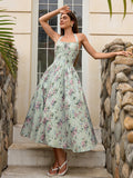 Floral halter midi dress with tie detail - View 16 | WEUXS
