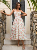 Floral halter midi dress with tie detail - View 22 | WEUXS