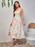 Floral halter midi dress with tie detail - View 40 | WEUXS