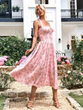 Floral halter midi dress with tie detail - View 27 | WEUXS
